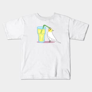 Parrot Sip Juice Lemonade Lutino Cockatiel Kids T-Shirt